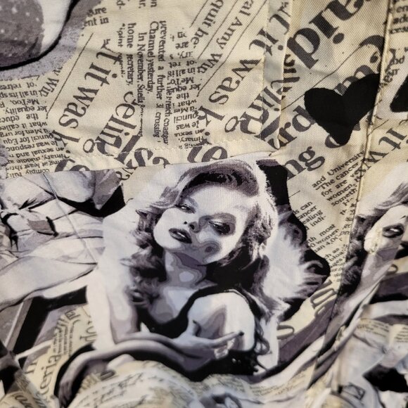 NWT Y2K NEWSPAPER PRINT  MILK & HONEY BLOUSE SZ S - Picture 2 of 5